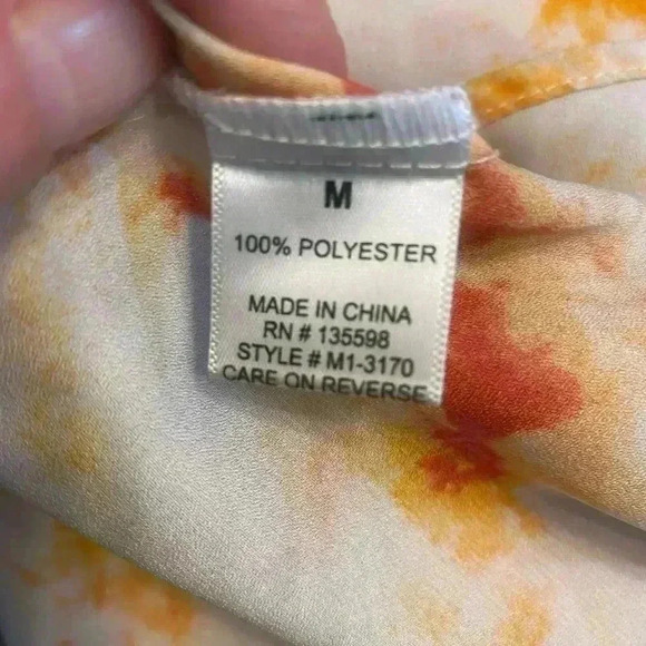 Women’s Cure Sleeveless top in orange pink & ivory Size medium Hi-Lo EUC - Picture 9 of 9